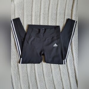 Adidas Aeroready Black and White Striped Leggings Women's Size Medium!
